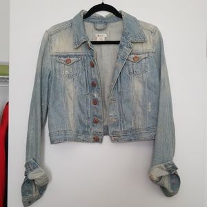 H&M Distressed Cropped Denim Jean Jacket Size 10